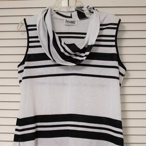 White Striped Turtleneck Tank Top (L)
